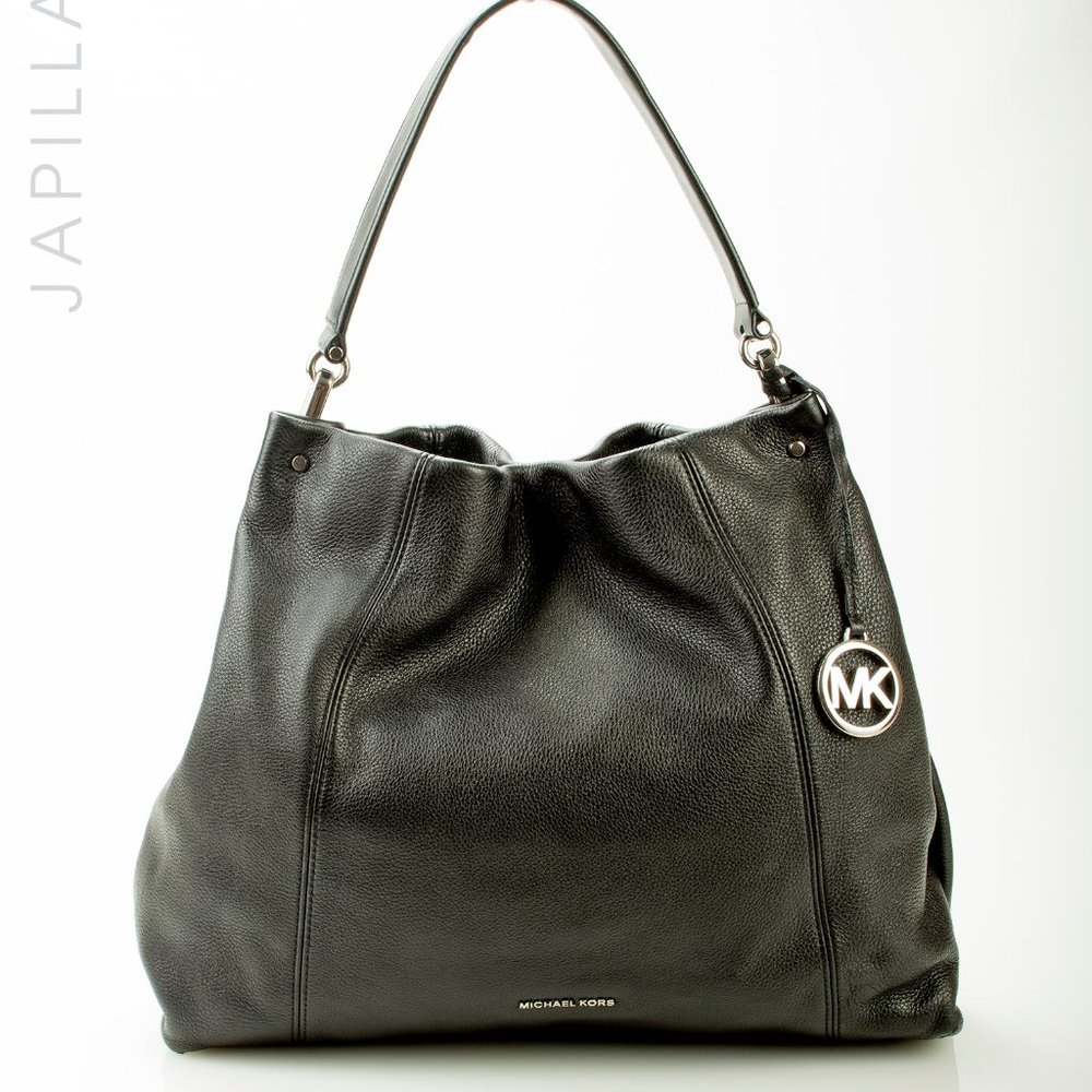MICHAEL KORS BLACK LEATHER SATCHEL SHOULDER BAG